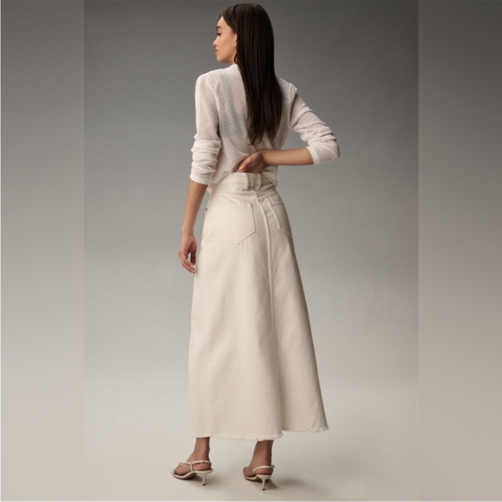 Pilcro Cream denim Front slit Madi Maxi Skirt - Picture 3 of 6